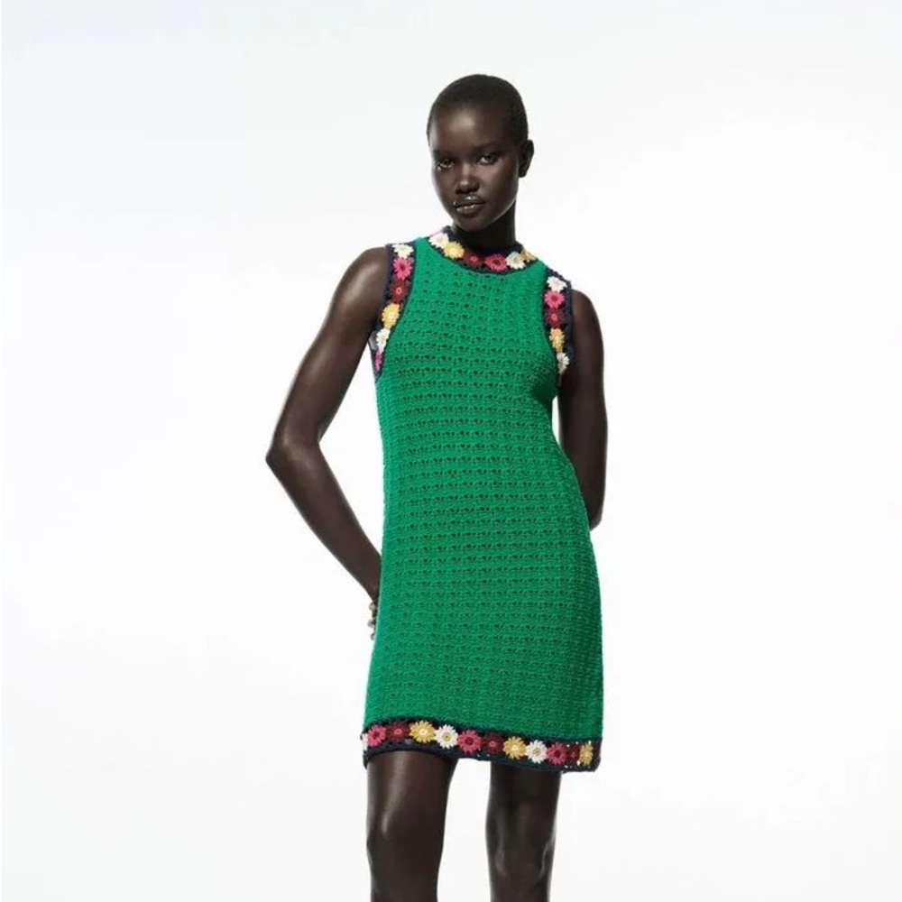 NWT Zara Green Crochet Dress